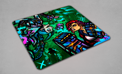 Riftbound: Fracture Point Two-Player Playmat – Neon Rival Clash – Riftbound TCG